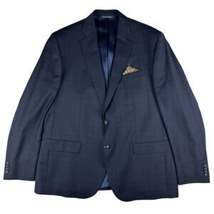Jack Victor Studio Orwell CT Wool Blazer Jacket Navy Check Size US 46 R